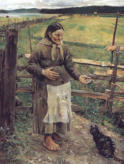 Akseli Gallen-Kallela Old Woman With a Cat Germany oil painting art